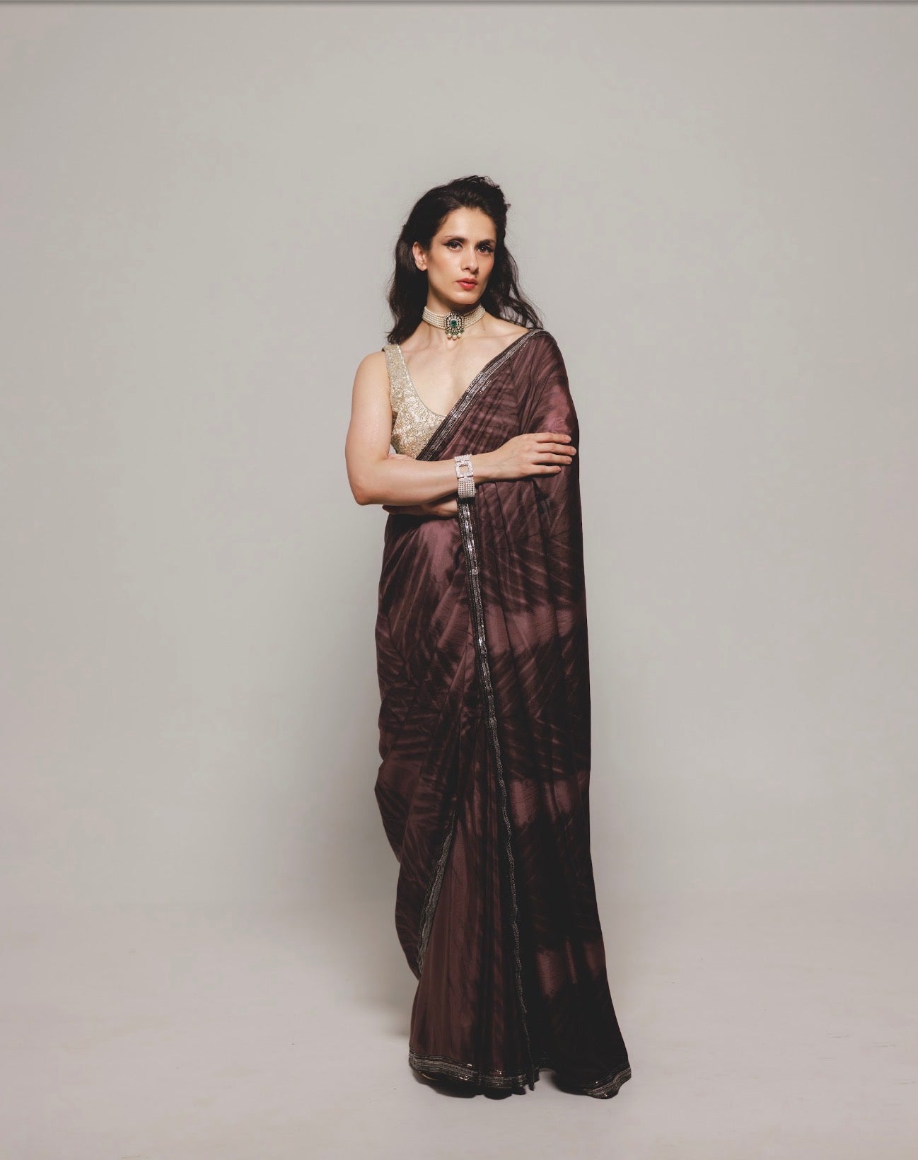 Diya choli in silver