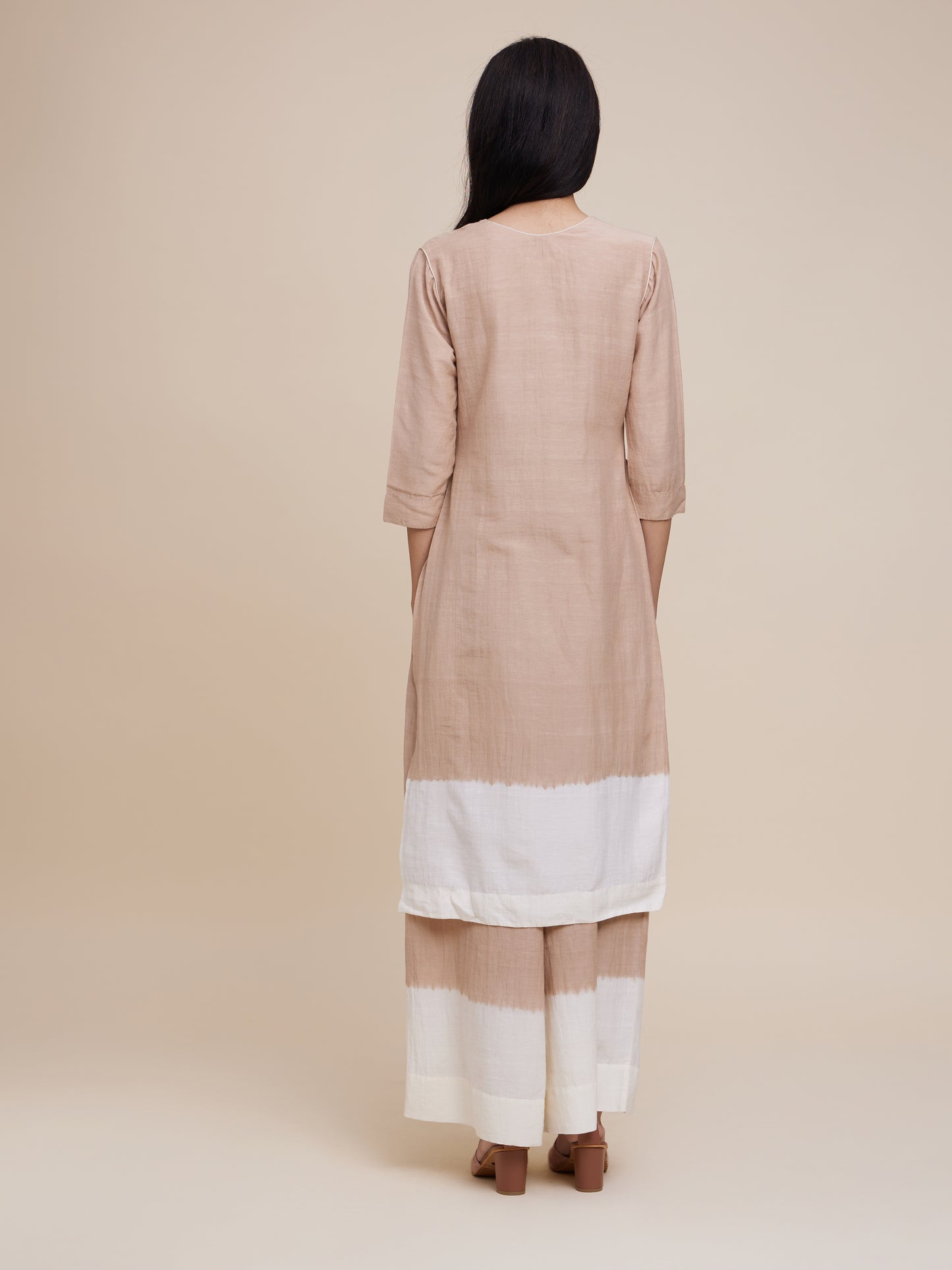 High Slit Kurta Set in Walnut