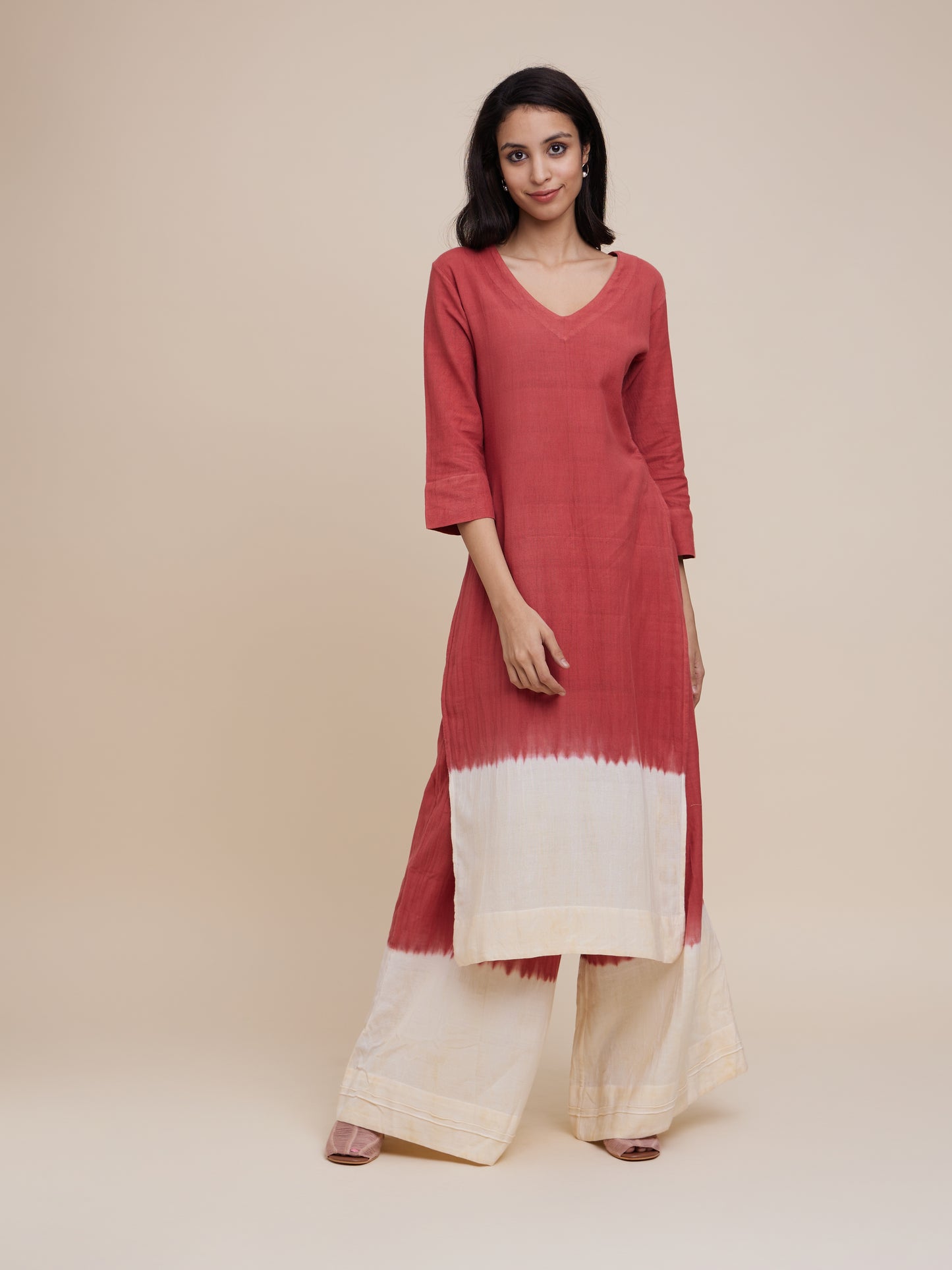 High Slit Kurta Set in Wine
