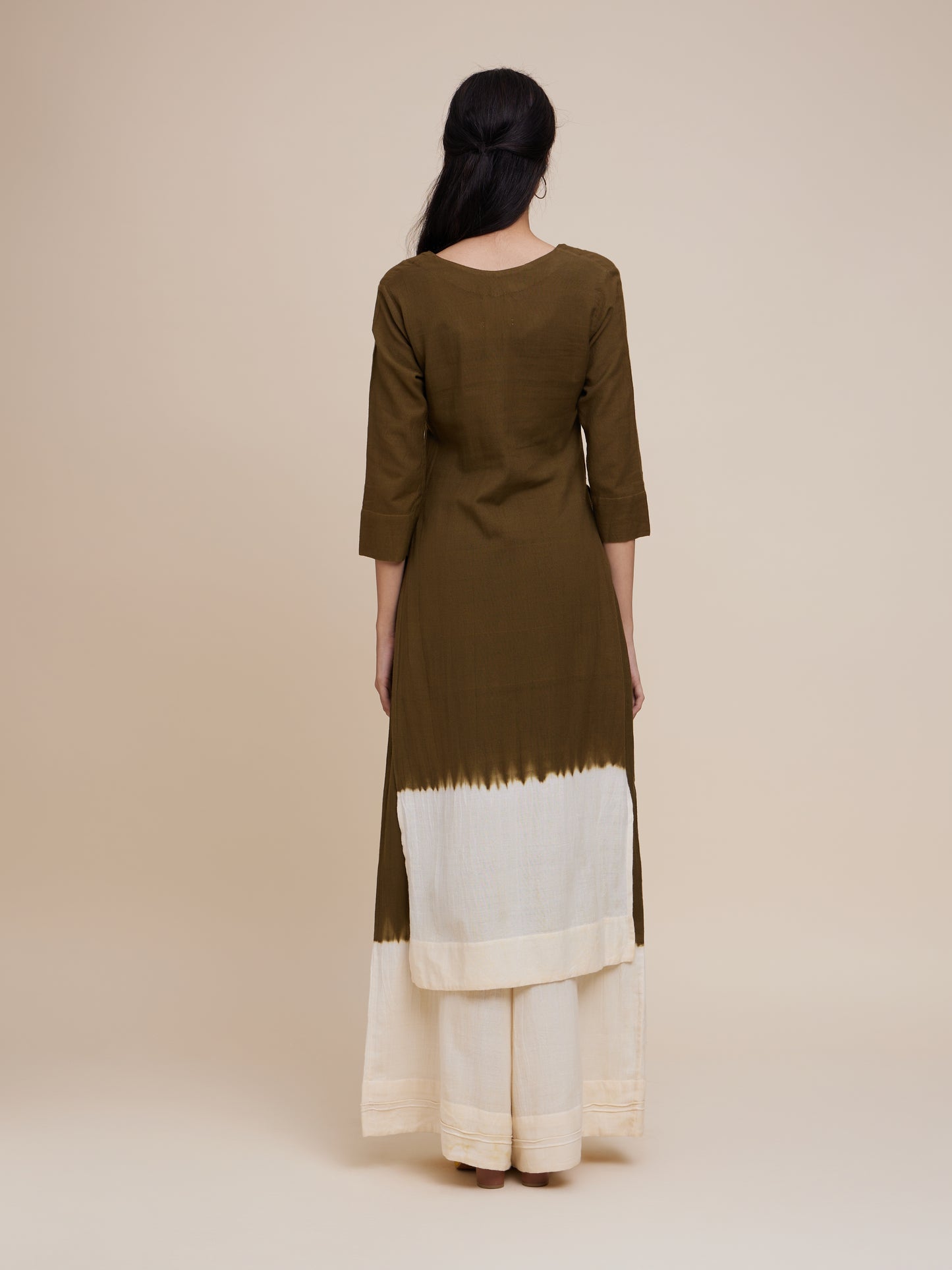 High Slit Kurta Set in Olive