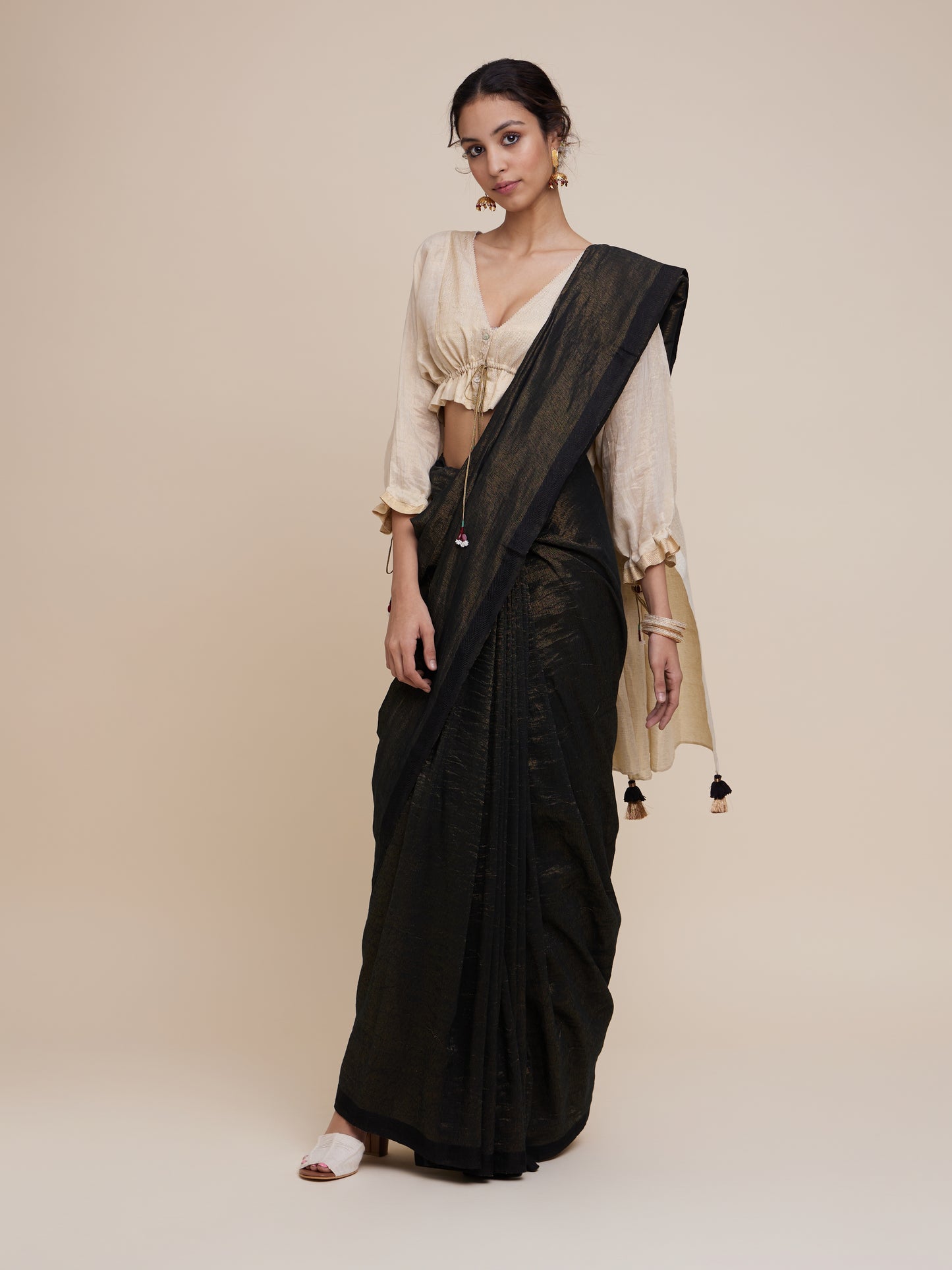 Zari Saree in Kohl Gold