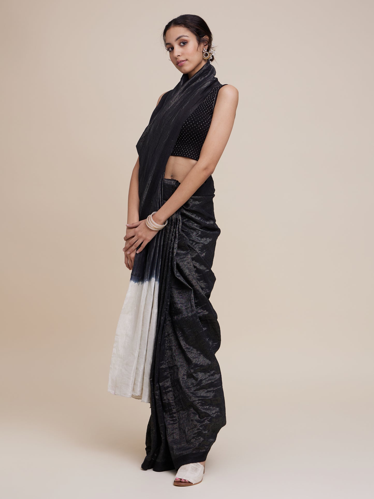 Zari Saree in Kohl Silver