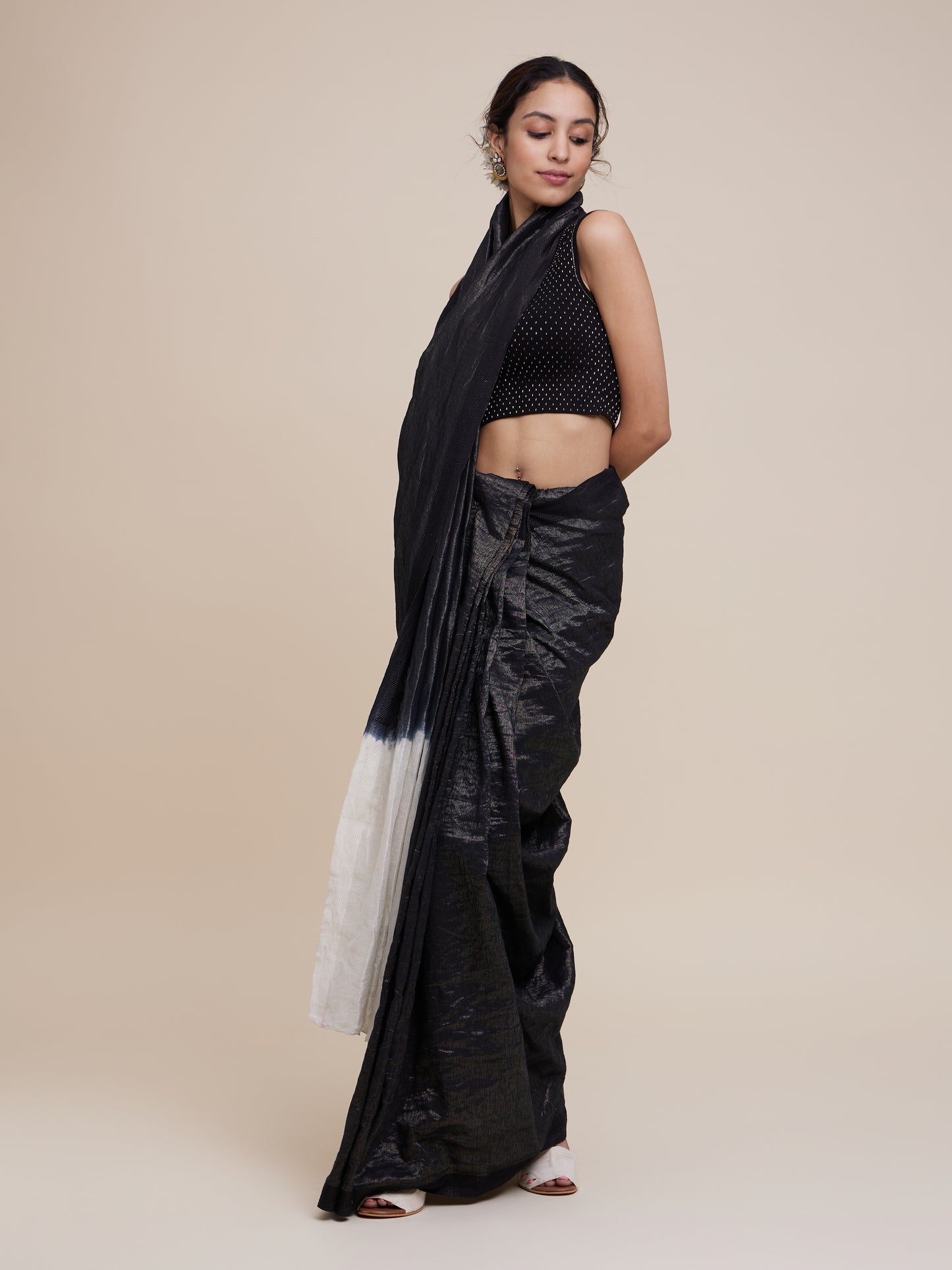 Zari Saree in Kohl Silver
