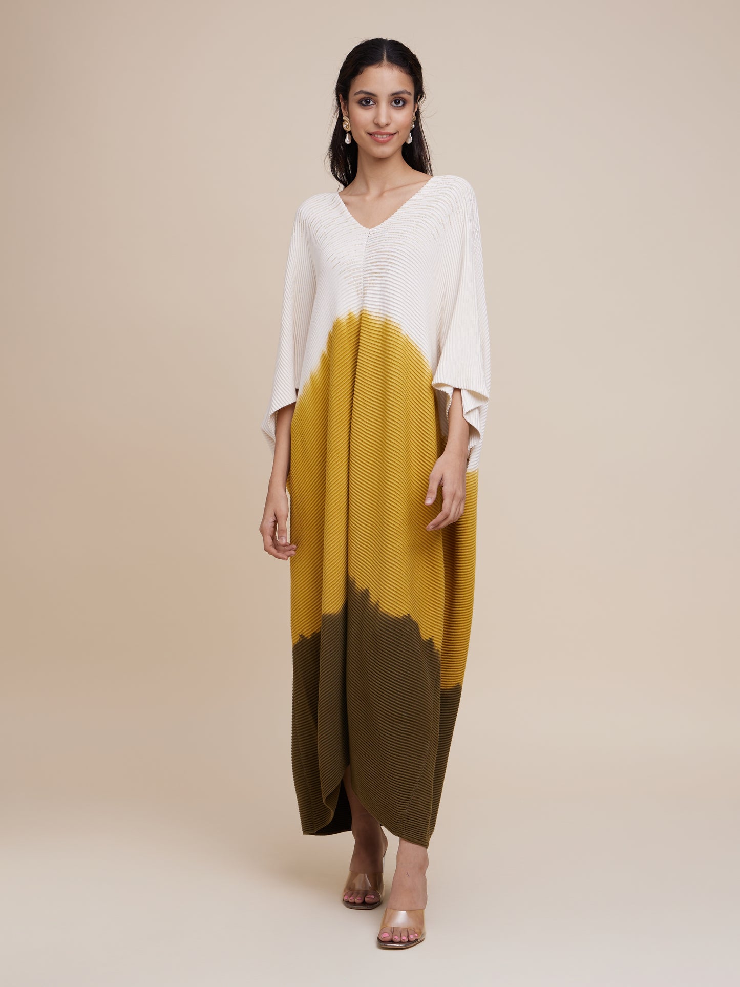 Knit Kaftan Embroidered (Marigold + Olive)