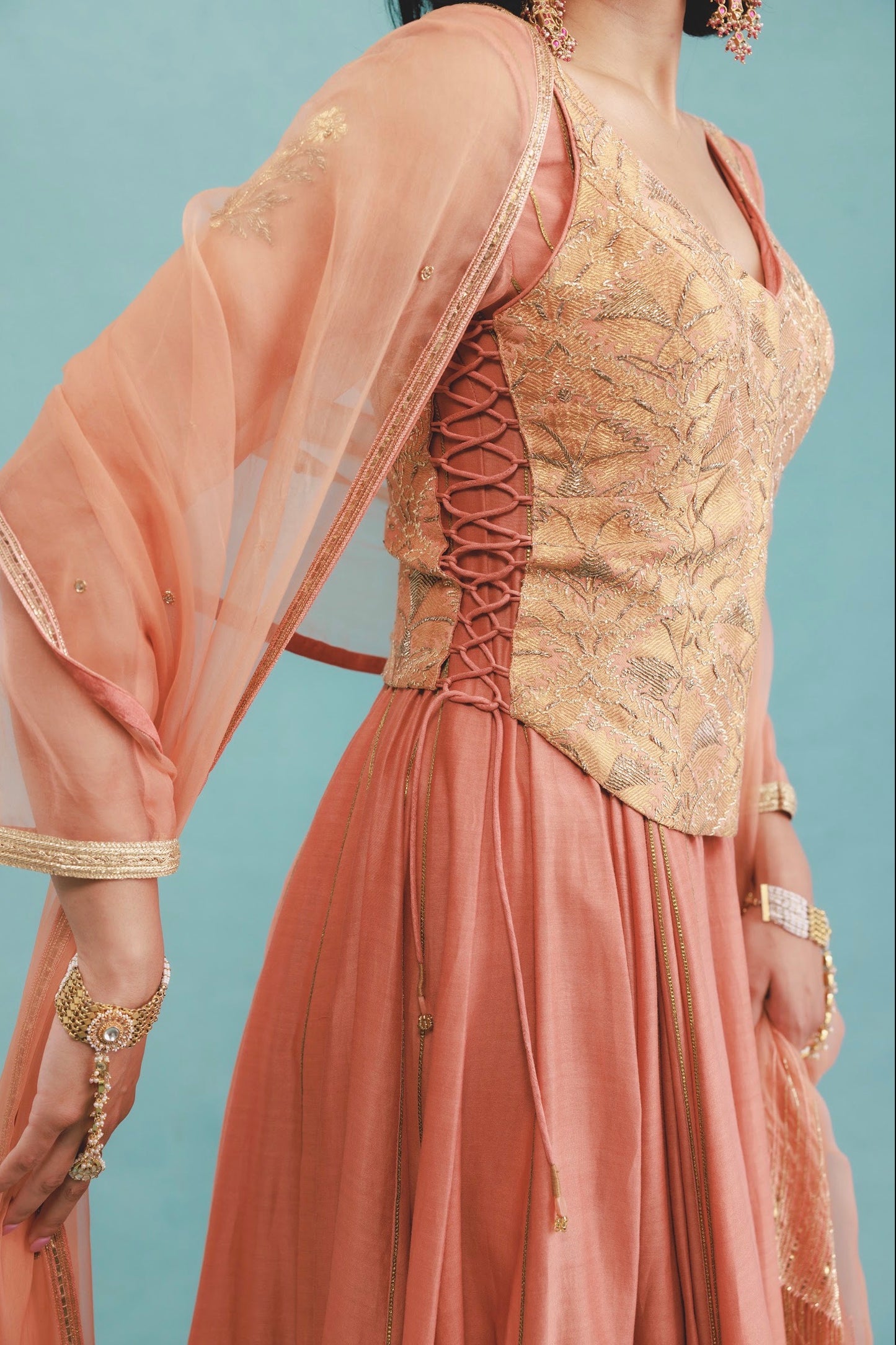 Chandni dress set in Terracotta