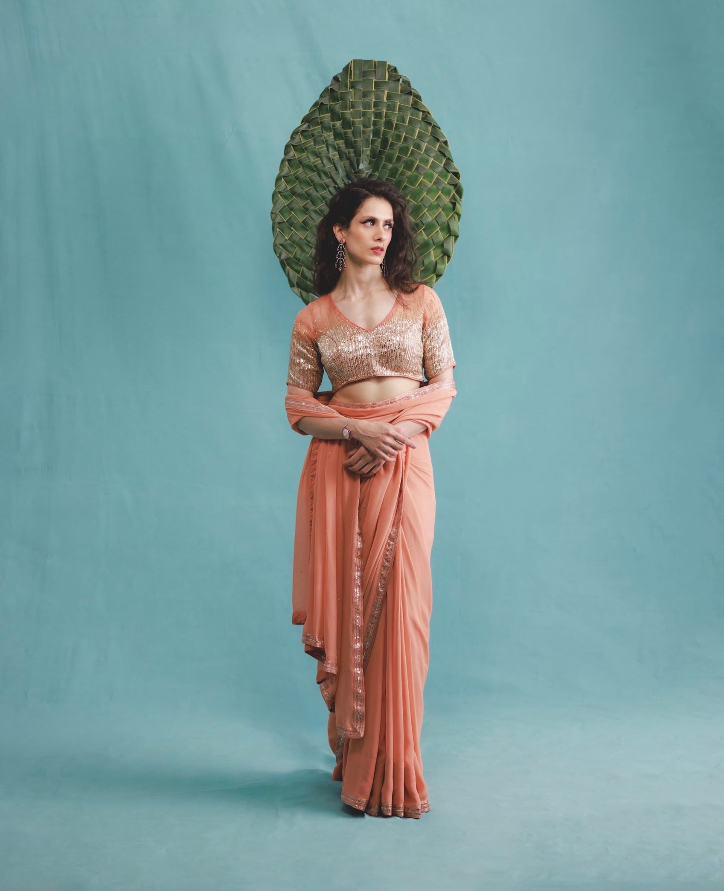 Inaya choli in Terracotta