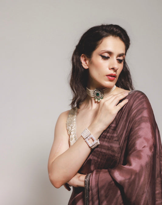 Diya choli in silver