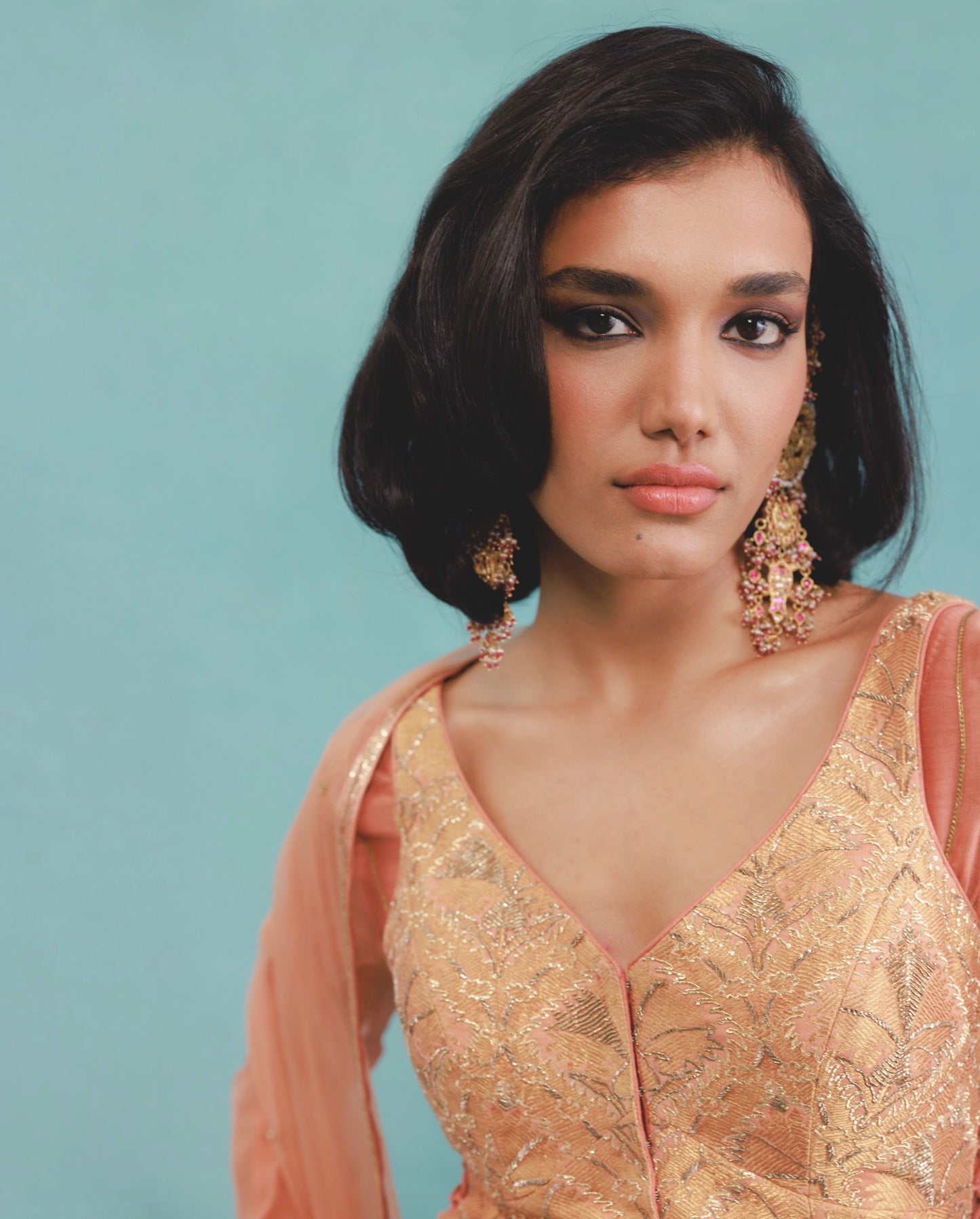 Chandni dress set in Terracotta