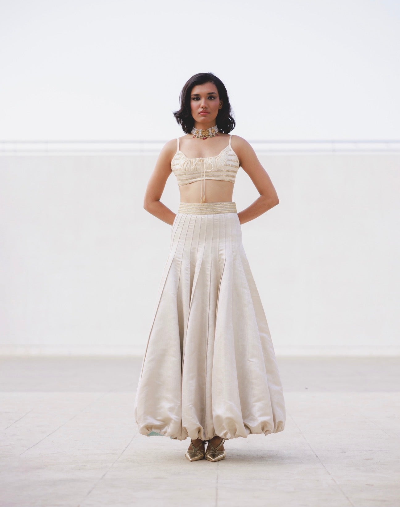 Misha choli in Butter yellow