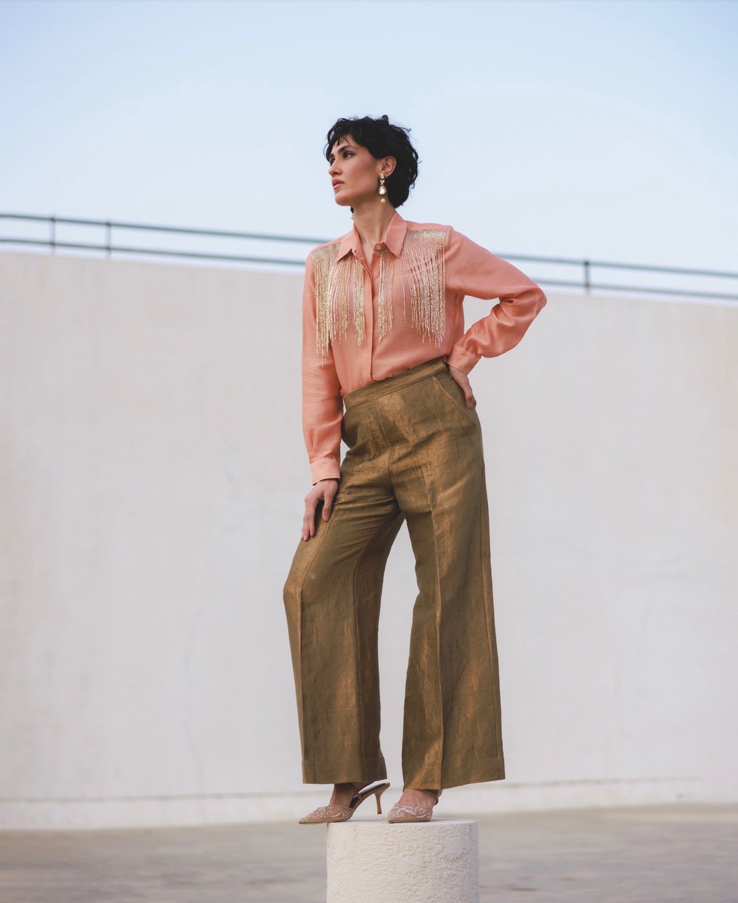 Zia Kameez in Terracotta