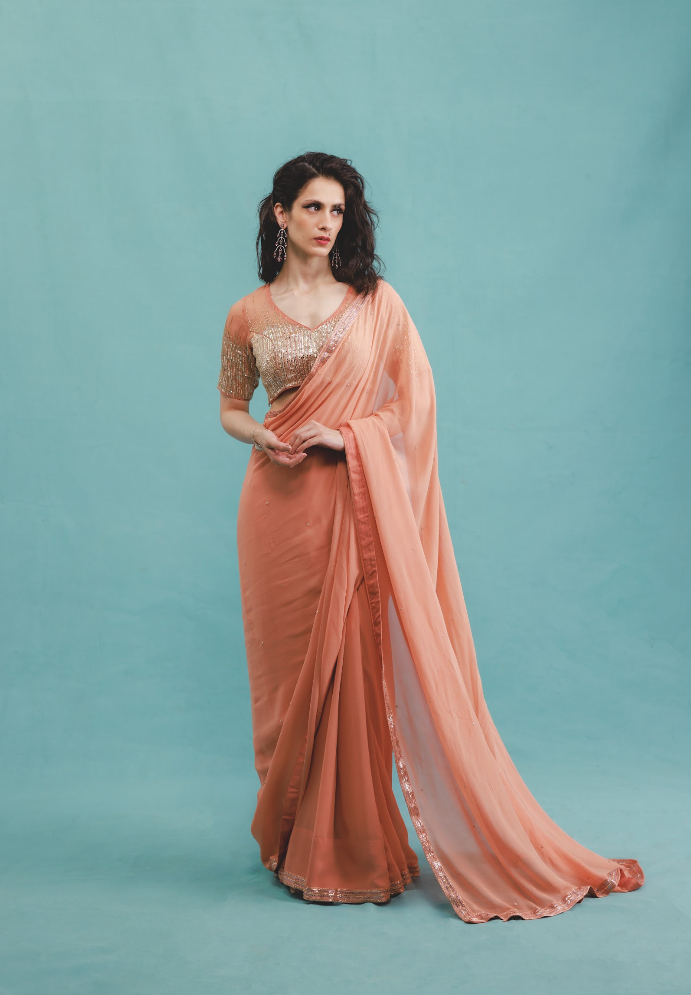 Inaya choli in Terracotta