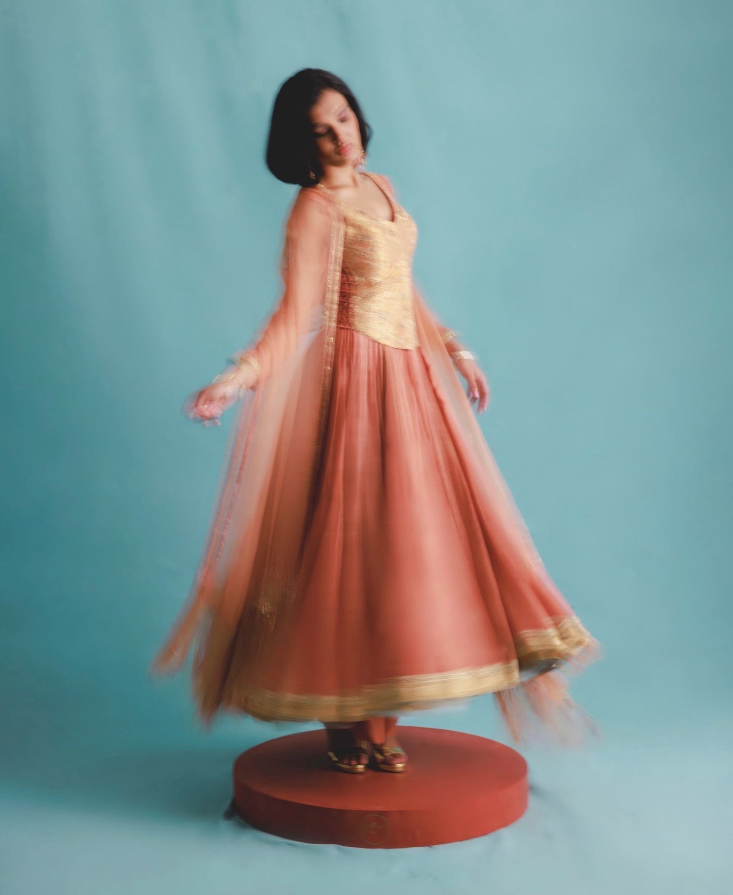 Chandni dress set in Terracotta