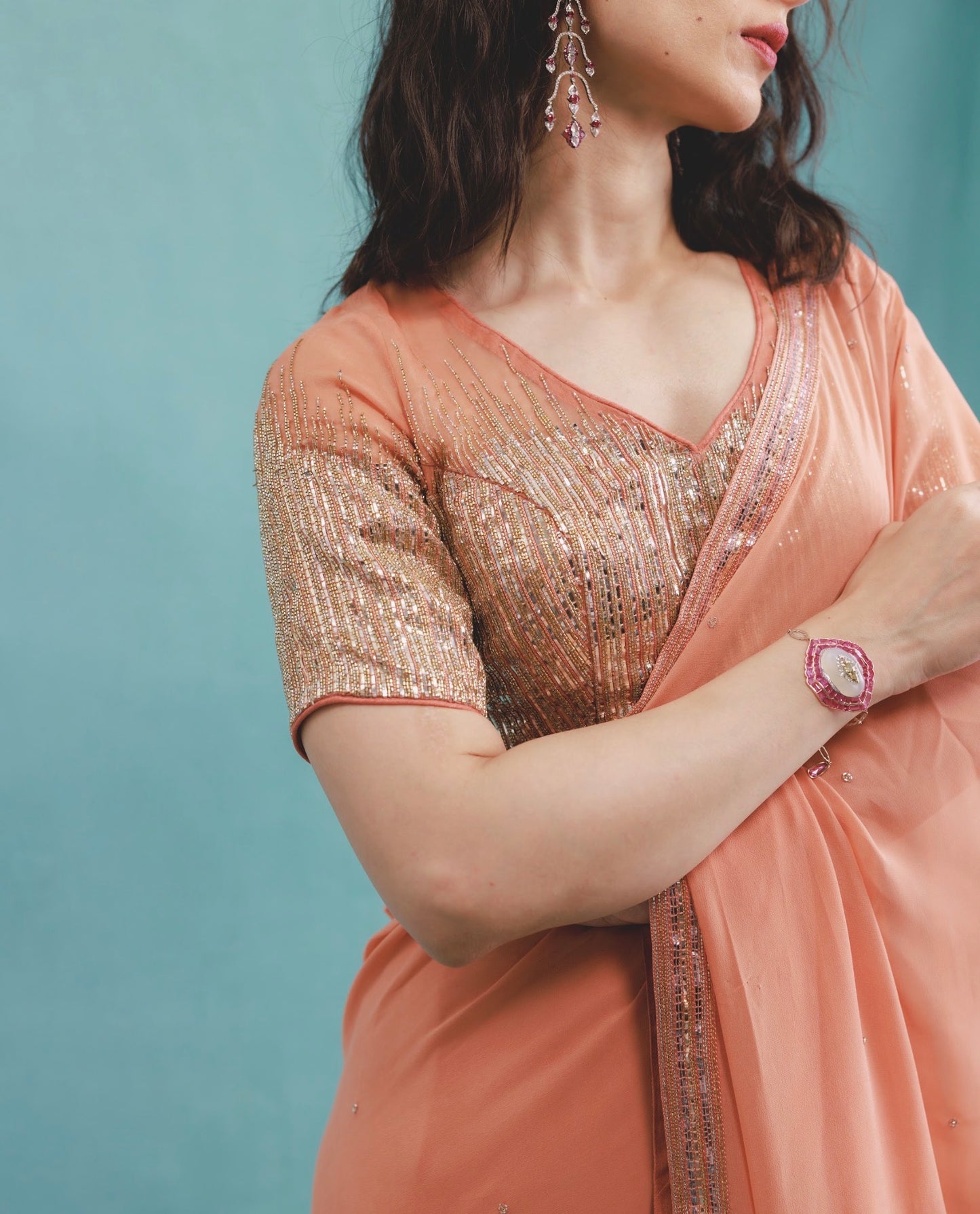 Inaya choli in Terracotta